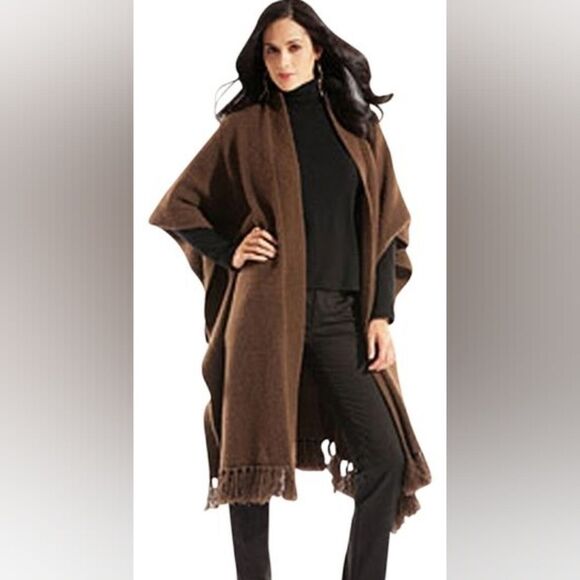 Ruth Huffman American Buffalo Hair Natural Brown Fringed Soft Shawl One Size New - Picture 1 of 8
